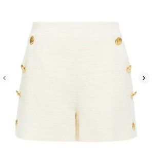 NWT BOUTIQUE MOSCHINO  Button-Embellished Tweed Shorts - Ivory, It 42, NWT